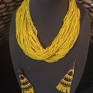 Beautiful mustard beaded necklace